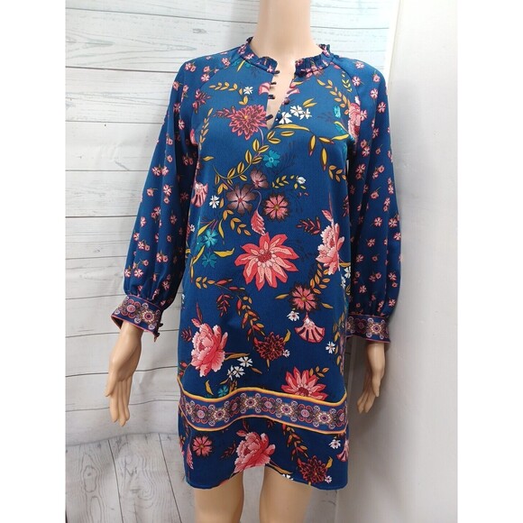 LOFT Women’s Top Tunic Blouse Floral Long Sleeve Petite XXS V Neck Buttons - Picture 1 of 11